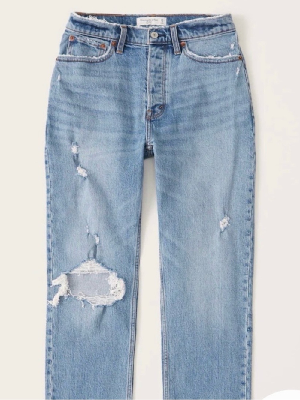 Abercrombie and Fitch The dad high-rise curve love, medium wash blue jeans